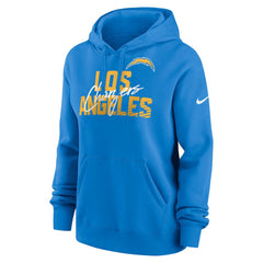 Los Angeles Chargers Women's Wordmark Club Fleece Pullover Hoodie - Powder Blue - Nike