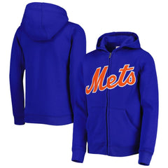 New York Mets Youth Wordmark Full-Zip Fleece Hoodie Outlet
