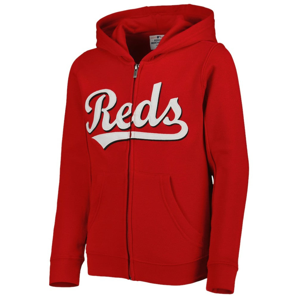 Cincinnati Reds Youth Wordmark Full-Zip Fleece Hoodie Outlet