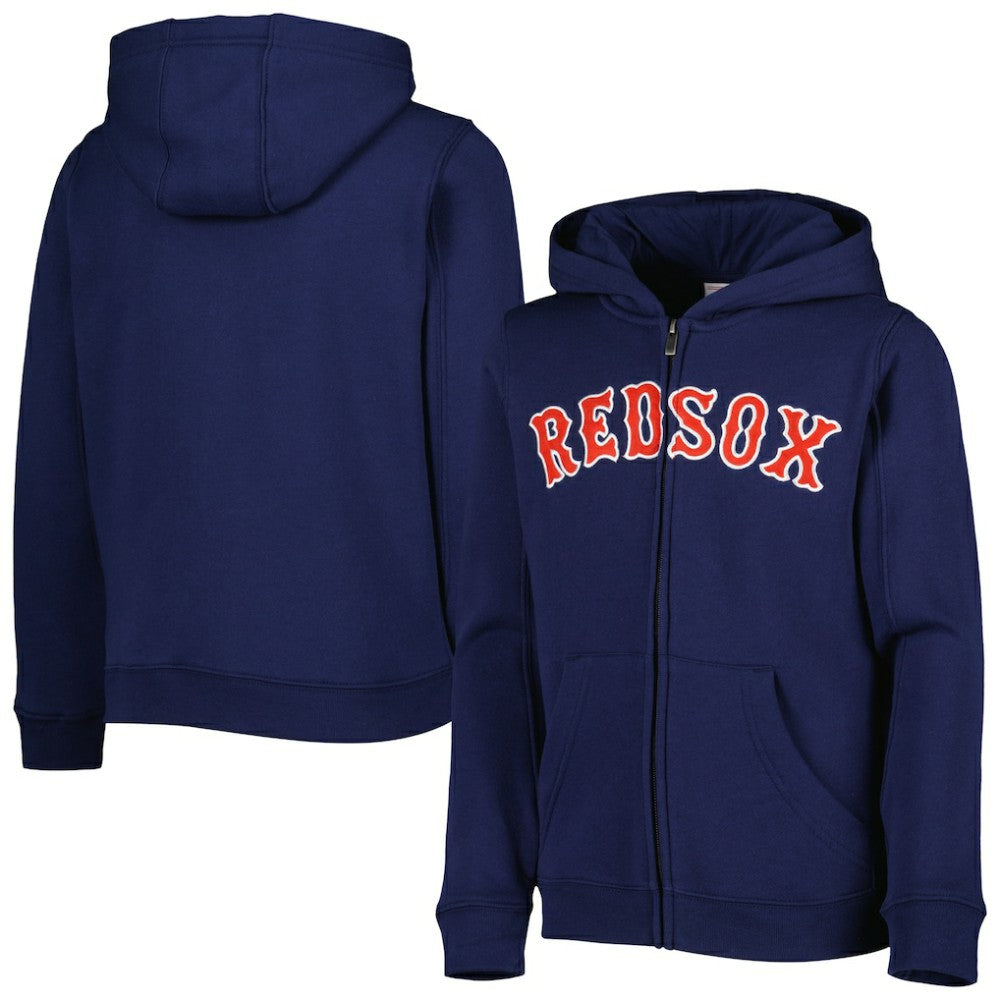 Boston Red Sox Youth Wordmark Full-Zip Fleece Hoodie Outlet