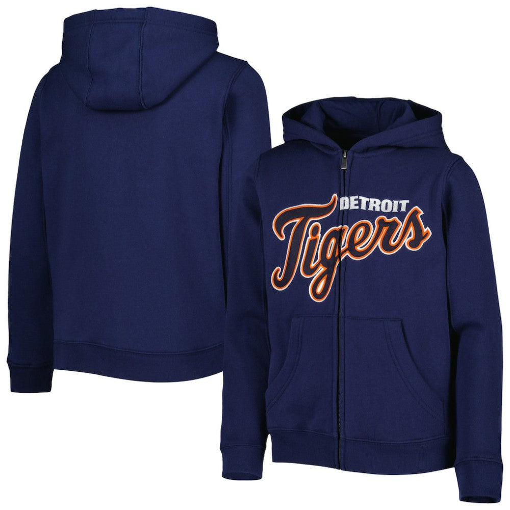 Detroit Tigers Youth Wordmark Full-Zip Fleece Hoodie Sale
