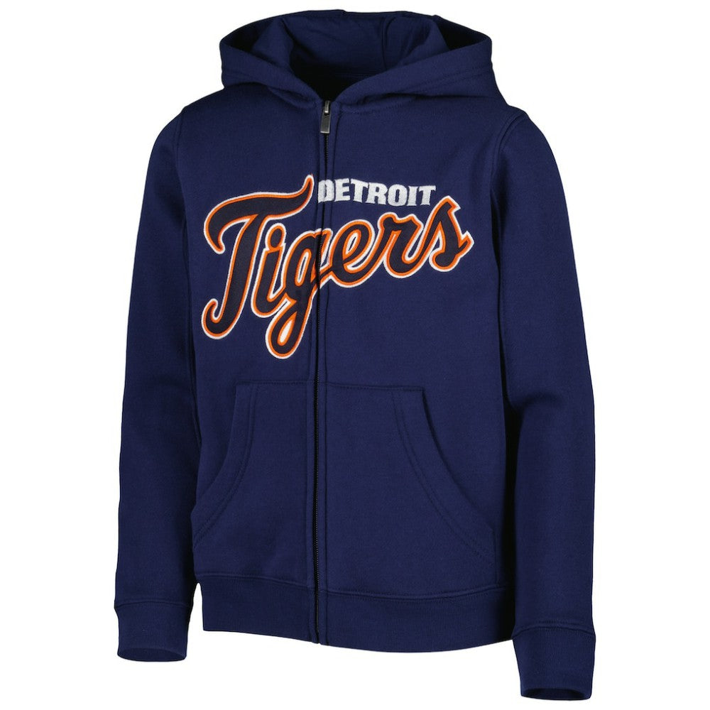 Detroit Tigers Youth Wordmark Full-Zip Fleece Hoodie Sale