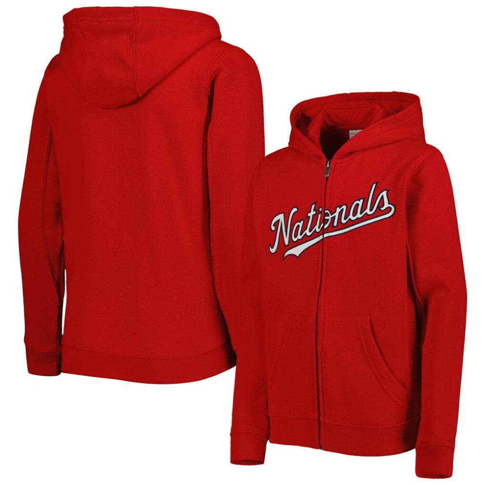Washington Nationals Youth Wordmark Full-Zip Fleece Hoodie Sale