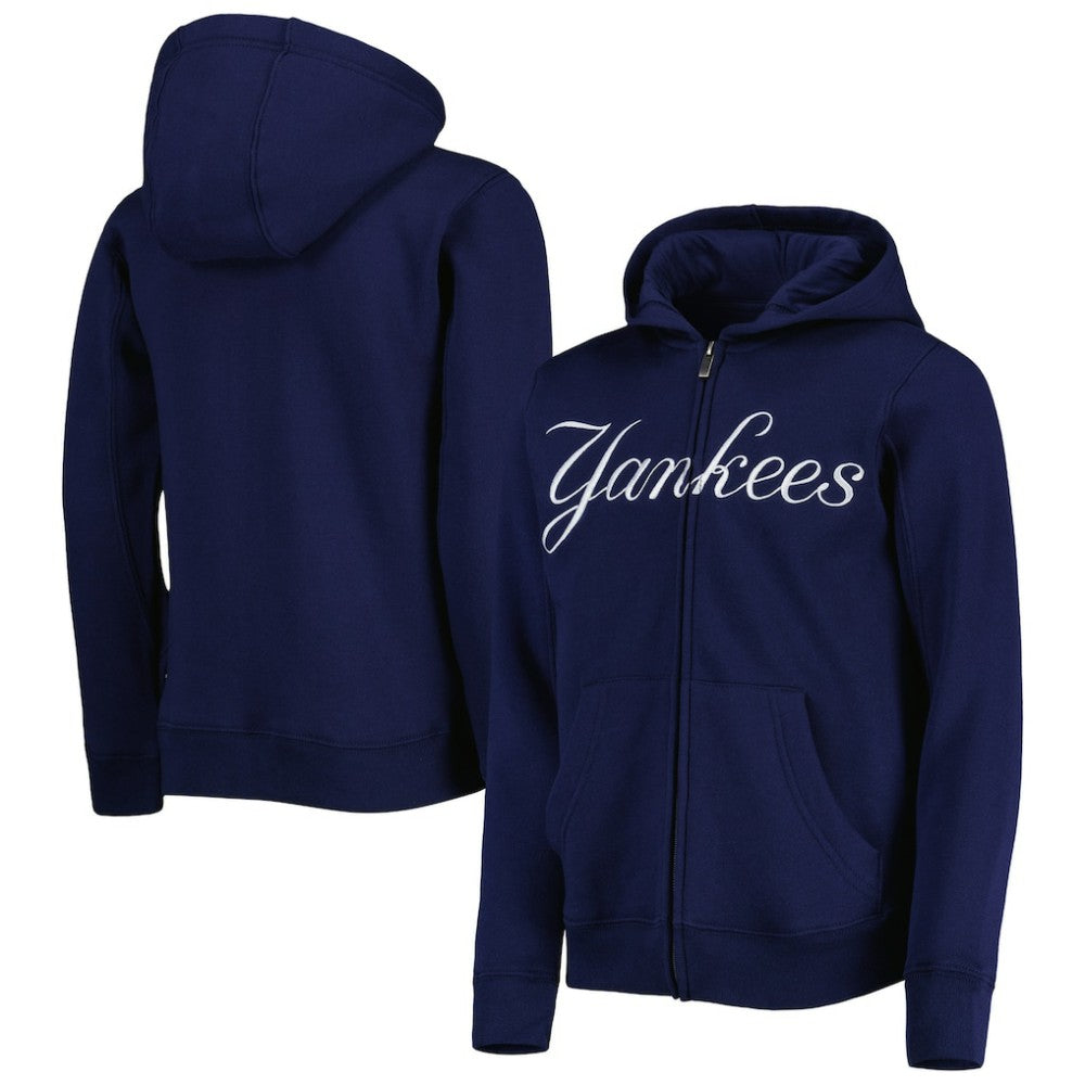 New York Yankees Youth Wordmark Full-Zip Fleece Hoodie Outlet