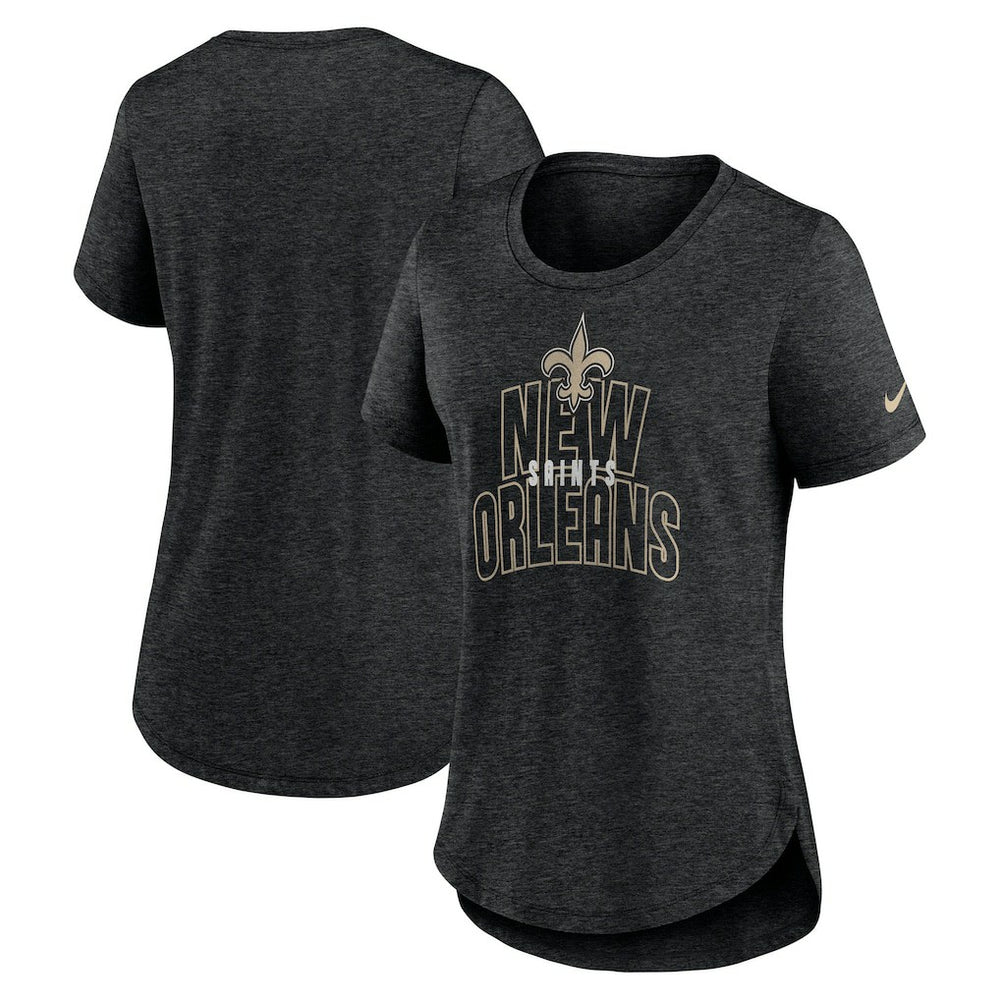 New Orleans Saints Women's Fashion Tri-Blend T-Shirt - Heather Black - Nike