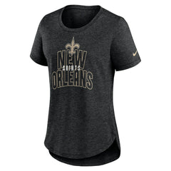 New Orleans Saints Women's Fashion Tri-Blend T-Shirt - Heather Black - Nike