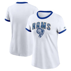Los Angeles Rams Women's Rewind Ringer T-Shirt - White - Nike