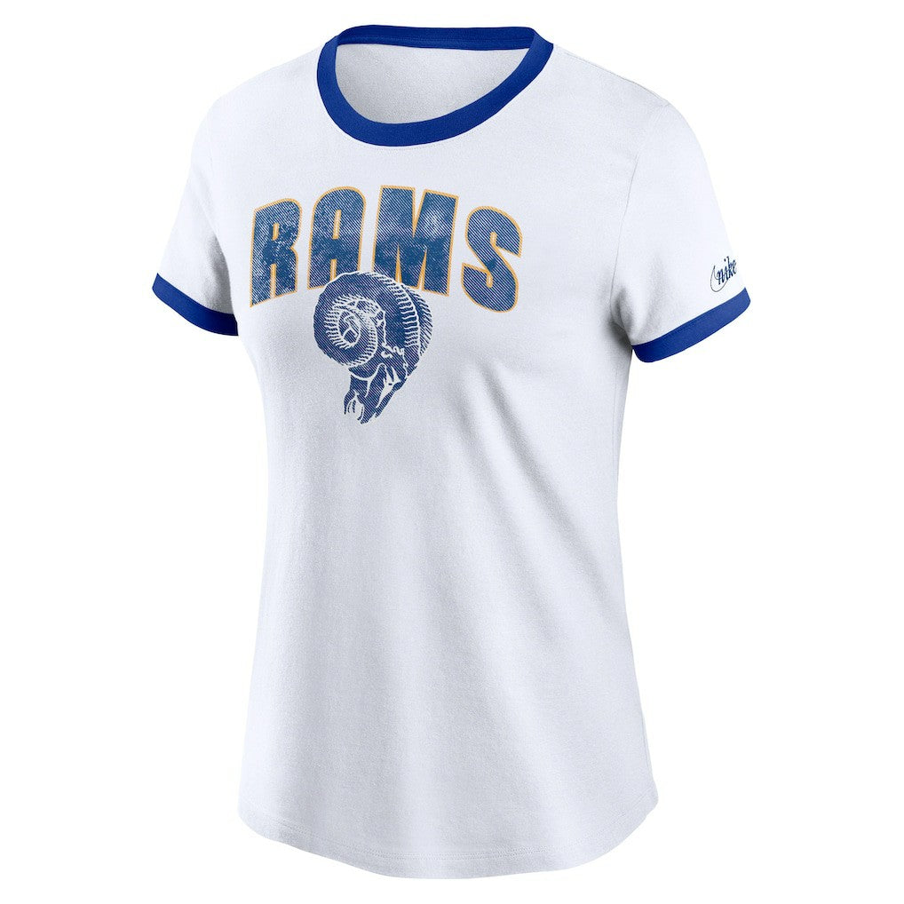 Los Angeles Rams Women's Rewind Ringer T-Shirt - White - Nike