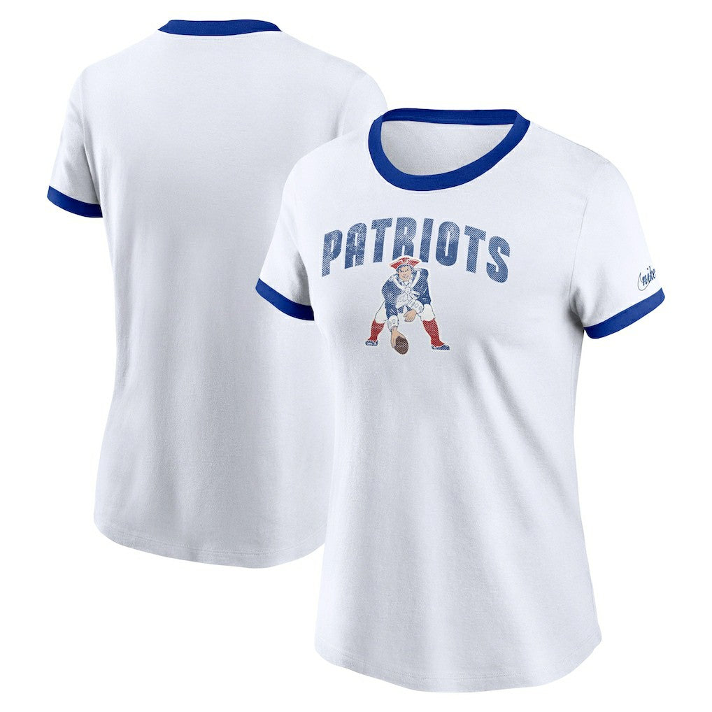 New England Patriots Women's Rewind Ringer T-Shirt - White - Nike