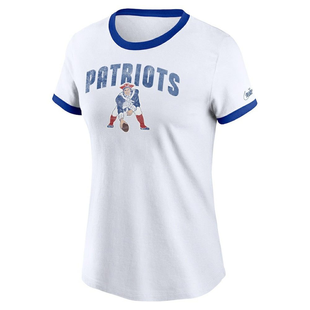 New England Patriots Women's Rewind Ringer T-Shirt - White - Nike