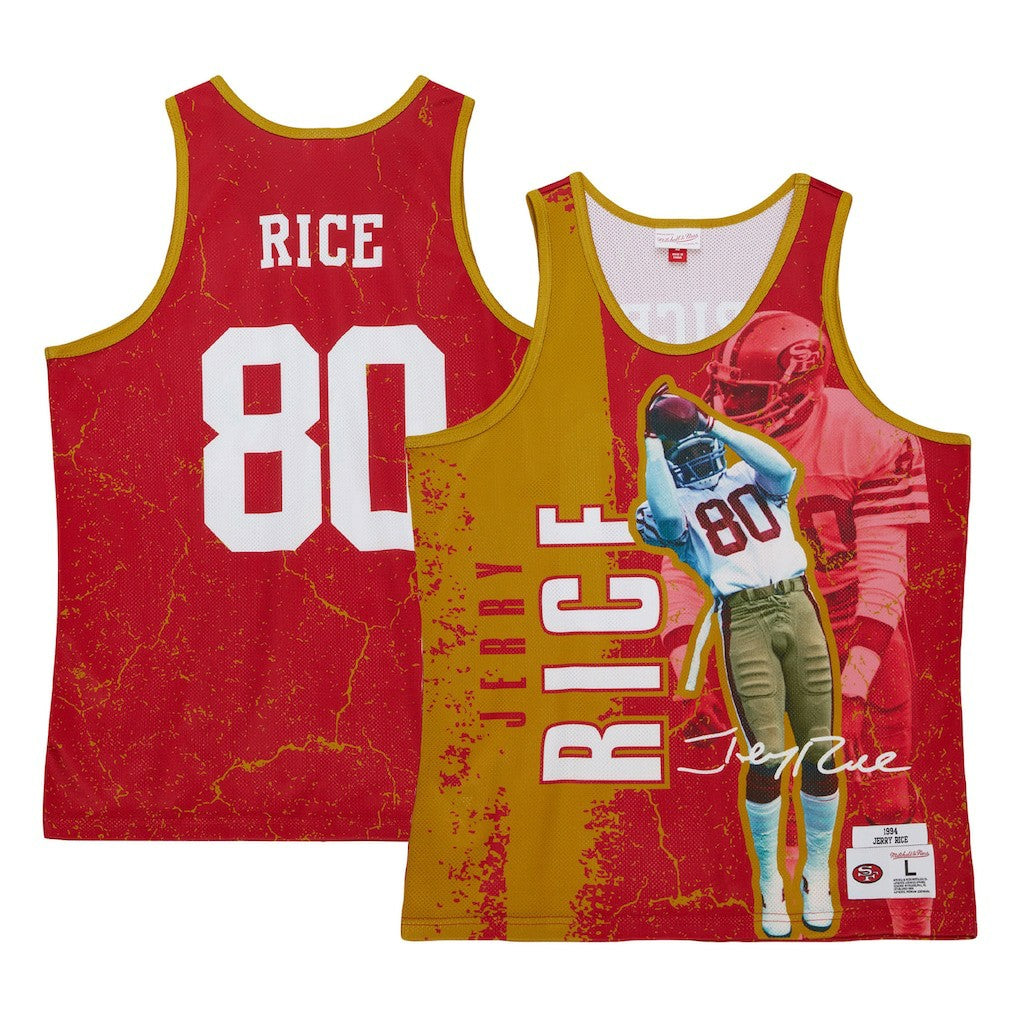 Jerry Rice San Francisco 49ers 1994 Player Burst Tank Top - Scarlet - Mitchell & Ness