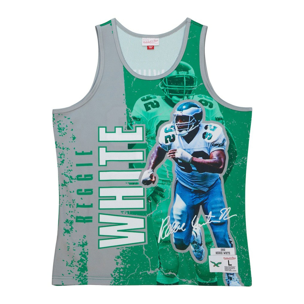 Reggie White Philadelphia Eagles 1992 Player Burst Tank Top - Kelly Green - Mitchell & Ness