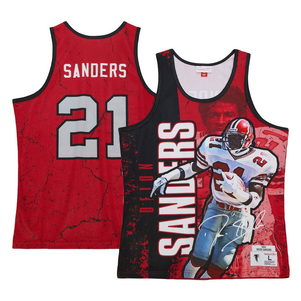 Deion Sanders Atlanta Falcons 1989 Player Burst Tank Top - Red - Mitchell & Ness