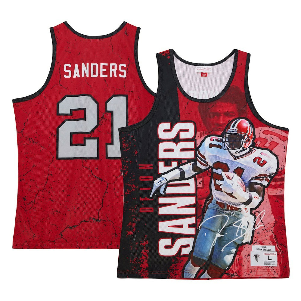 Deion Sanders Atlanta Falcons 1989 Player Burst Tank Top - Red - Mitchell & Ness