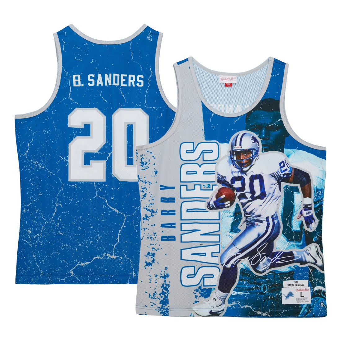 Barry Sanders Detroit Lions 1991 Player Burst Tank Top - Blue - Mitchell & Ness