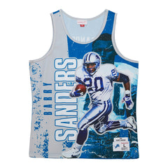 Barry Sanders Detroit Lions 1991 Player Burst Tank Top - Blue - Mitchell & Ness