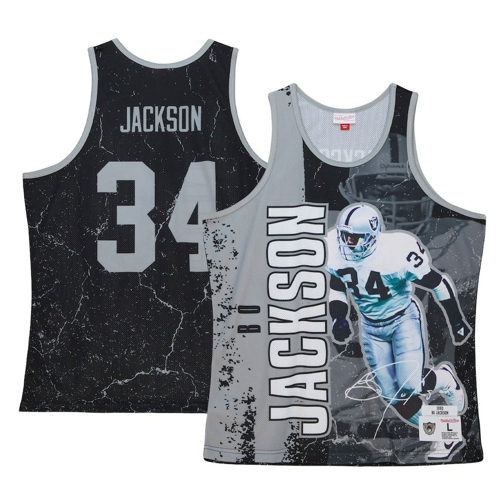 Bo Jackson Las Vegas Raiders 1990 Player Burst Tank Top - Black - Mitchell & Ness