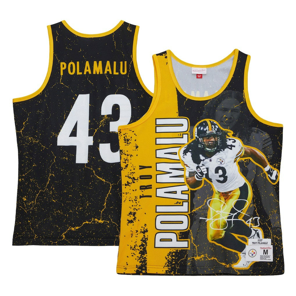 Troy Polamalu Pittsburgh Steelers 2007 Player Burst Tank Top - Black - Mitchell & Ness