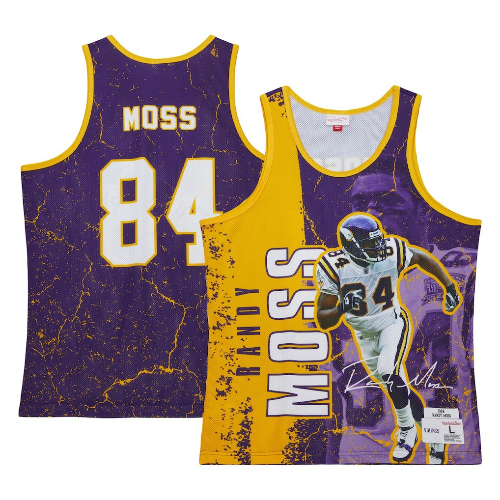 Randy Moss Minnesota Vikings 1998 Player Burst Tank Top - Purple - Mitchell & Ness