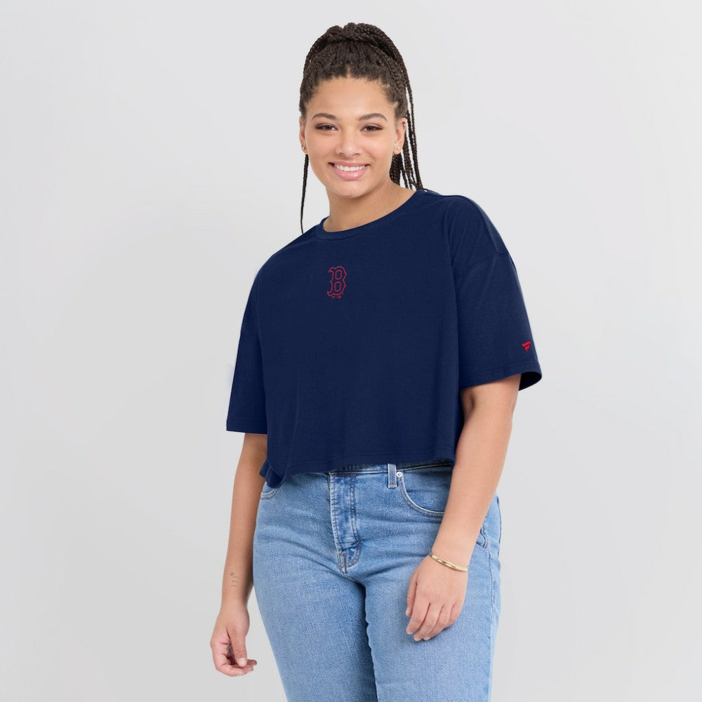 Boston Red Sox Fanatics Women's Elements Super Soft Boxy Cropped T-Shirt Outlet