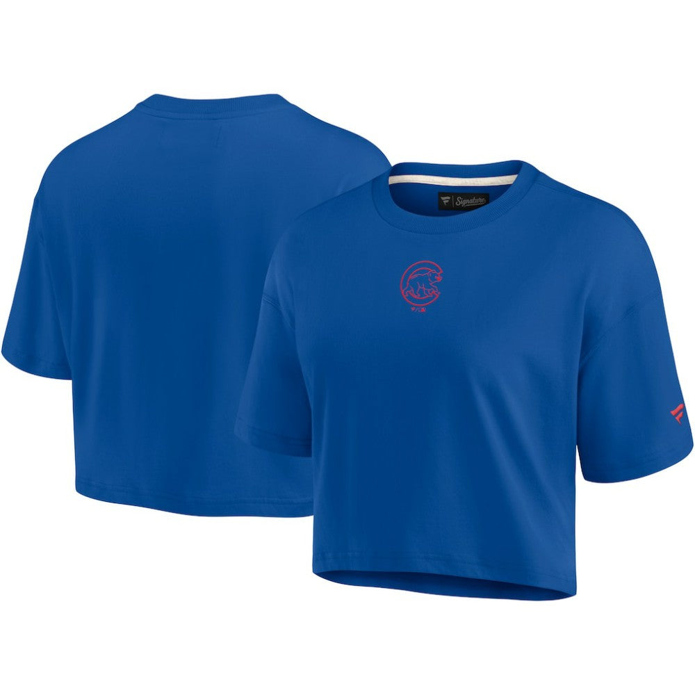 Chicago Cubs Fanatics Women's Elements Super Soft Boxy Cropped T-Shirt Near Me