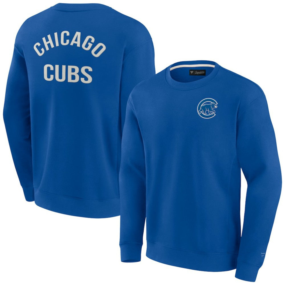 Chicago Cubs Fanatics Unisex Super Soft Pullover Crew Sweatshirt Outlet