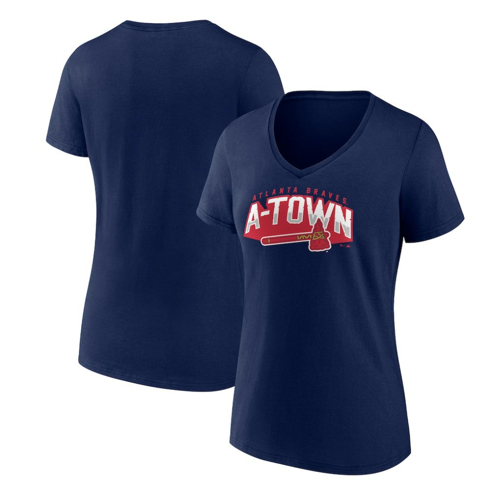 Atlanta Braves Women's Paint the Black V-Neck T-Shirt Outlet