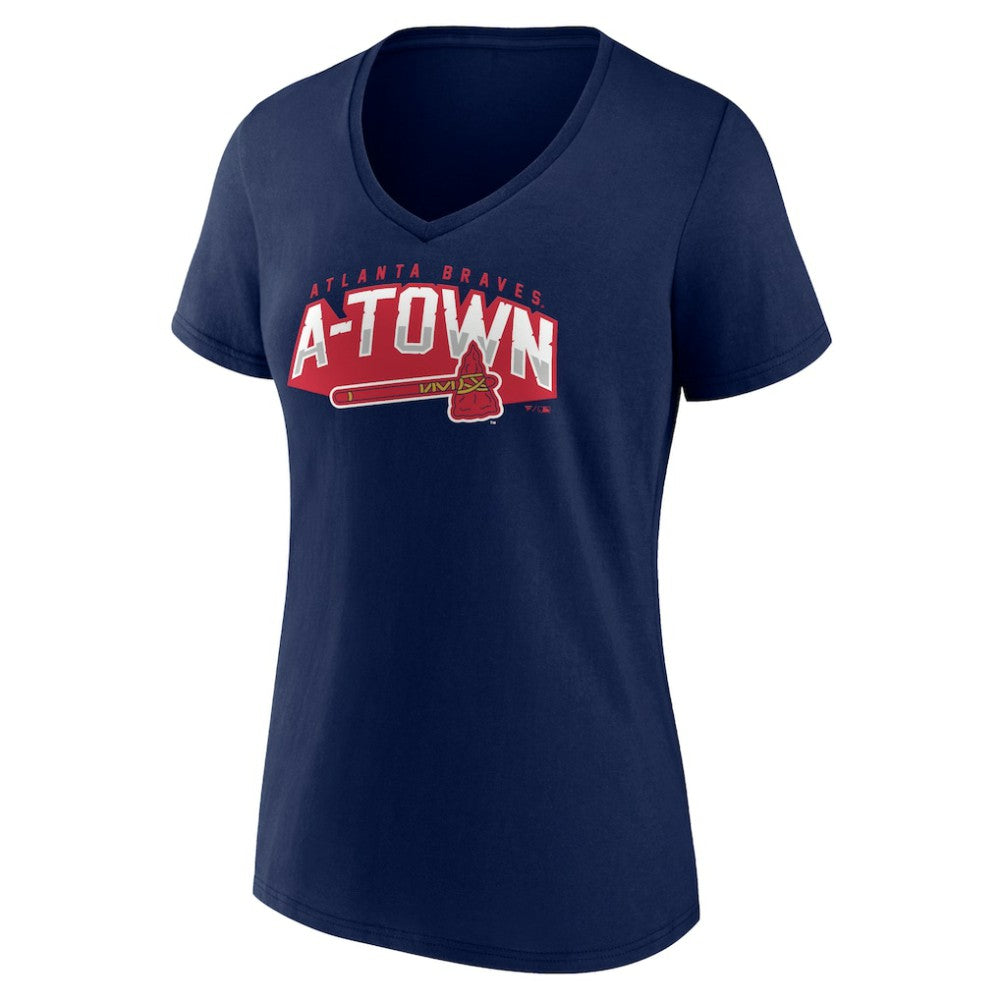 Atlanta Braves Women's Paint the Black V-Neck T-Shirt Outlet