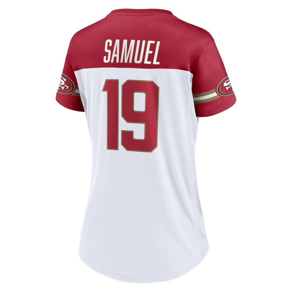 Deebo Samuel San Francisco 49ers Women's Athena Name & Number V-Neck Top - White - Fanatics