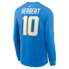 Justin Herbert Los Angeles Chargers Player Name & Number Long Sleeve T-Shirt - Powder Blue - Nike