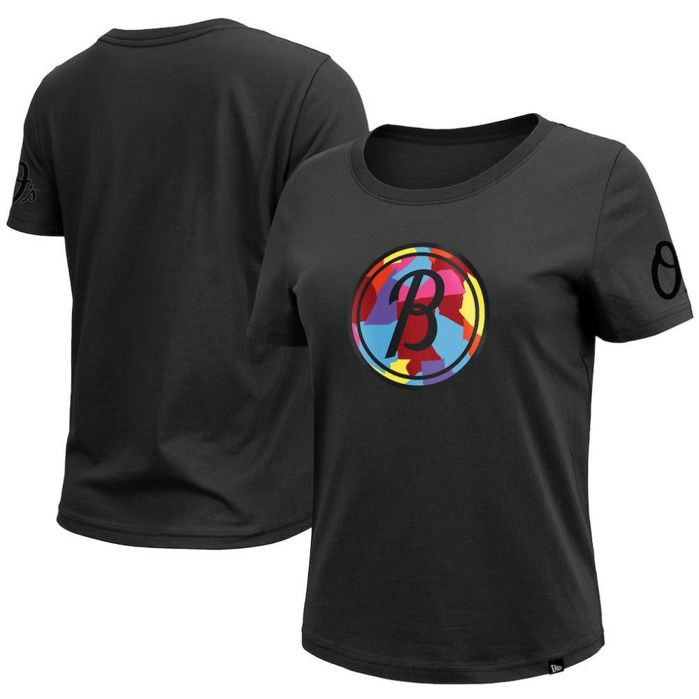 Baltimore Orioles New Era Women's 2023 City Connect Cap Logo T-Shirt Discount