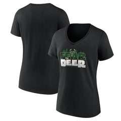 Women's Black Milwaukee Bucks Core Hometown V-Neck T-Shirt