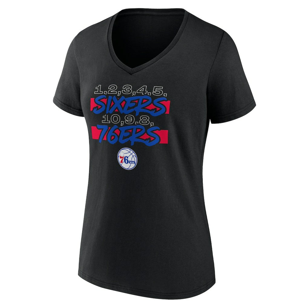 Women's Black Philadelphia 76ers Core Hometown V-Neck T-Shirt