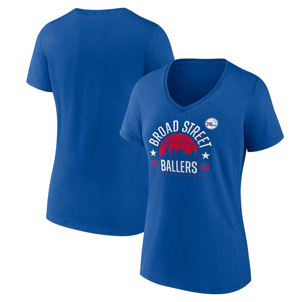 Philadelphia 76ers Women's Core Hometown Launch V-Neck T-Shirt Royal
