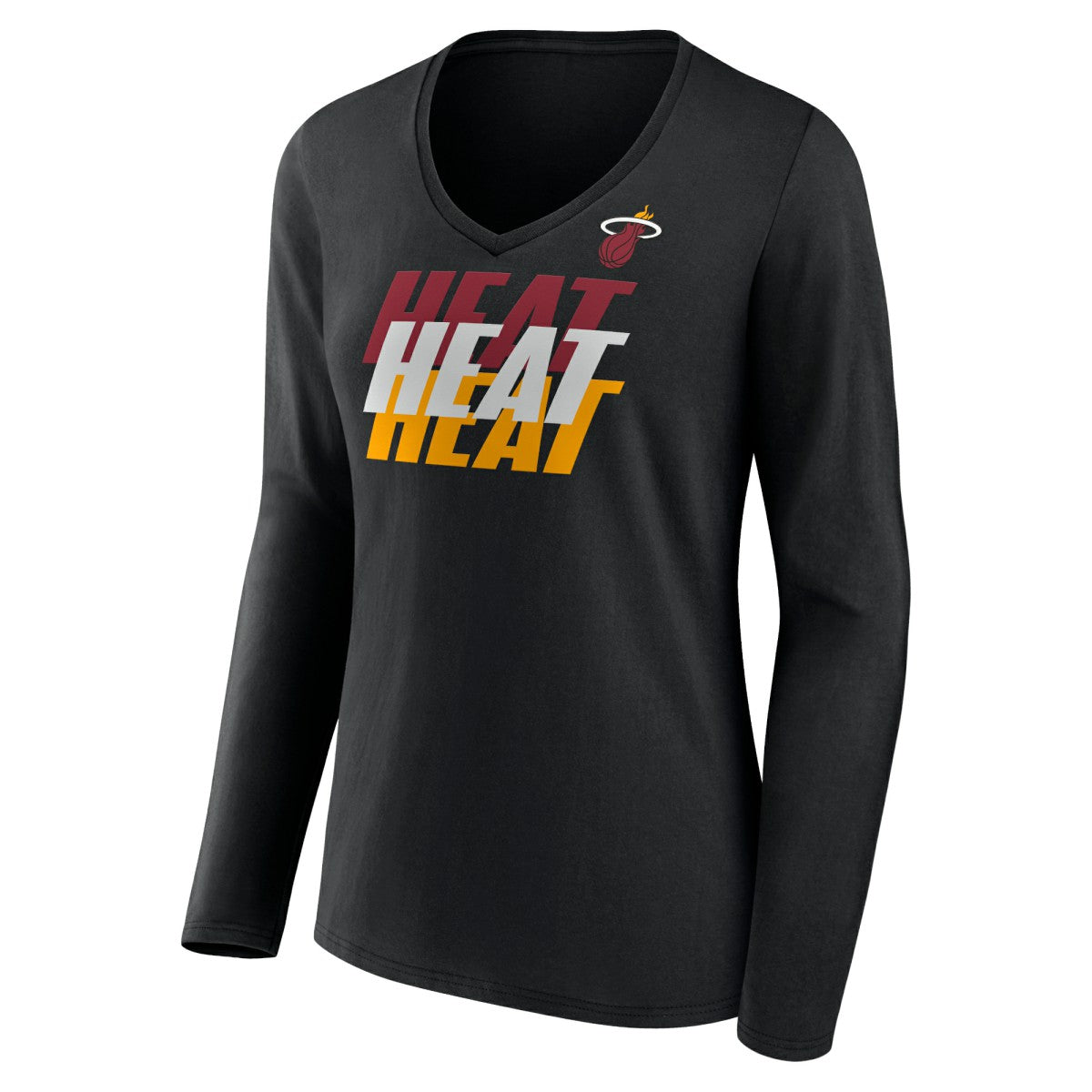 Miami Heat Women's Tumble V-Neck Long Sleeve T-Shirt Black