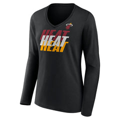 Miami Heat Women's Tumble V-Neck Long Sleeve T-Shirt Black