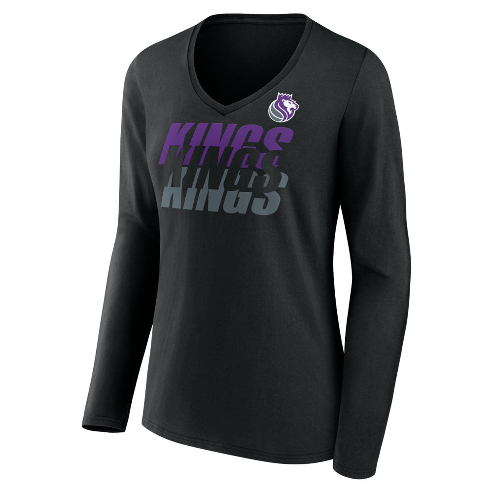 Portland Trail Blazers Women's Tumble V-Neck Long Sleeve T-Shirt Black