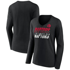 Toronto Raptors Women's Tumble V-Neck Long Sleeve T-Shirt Black