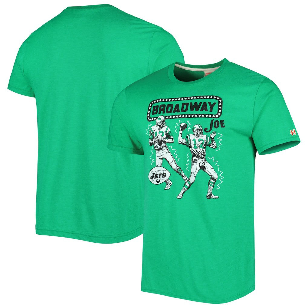 Joe Namath New York Jets Homage Unisex Unisex Caricature Retired Player Tri-Blend T-Shirt - Heather Green - NFL