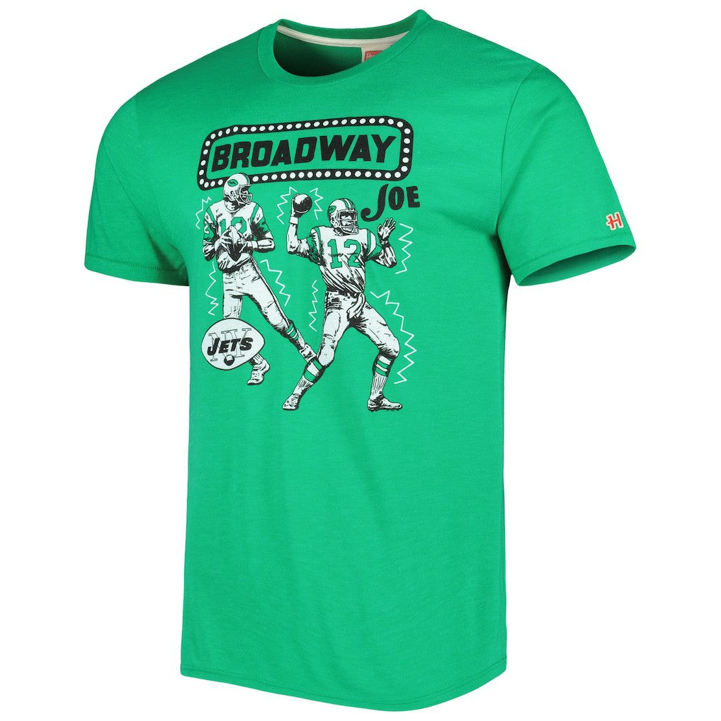 Joe Namath New York Jets Homage Unisex Unisex Caricature Retired Player Tri-Blend T-Shirt - Heather Green - NFL