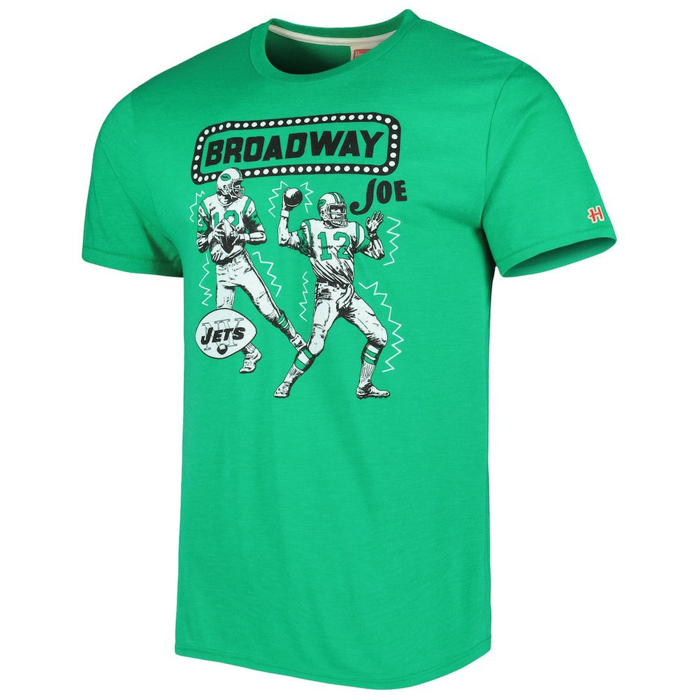 Joe Namath New York Jets Homage Unisex Unisex Caricature Retired Player Tri-Blend T-Shirt - Heather Green - NFL