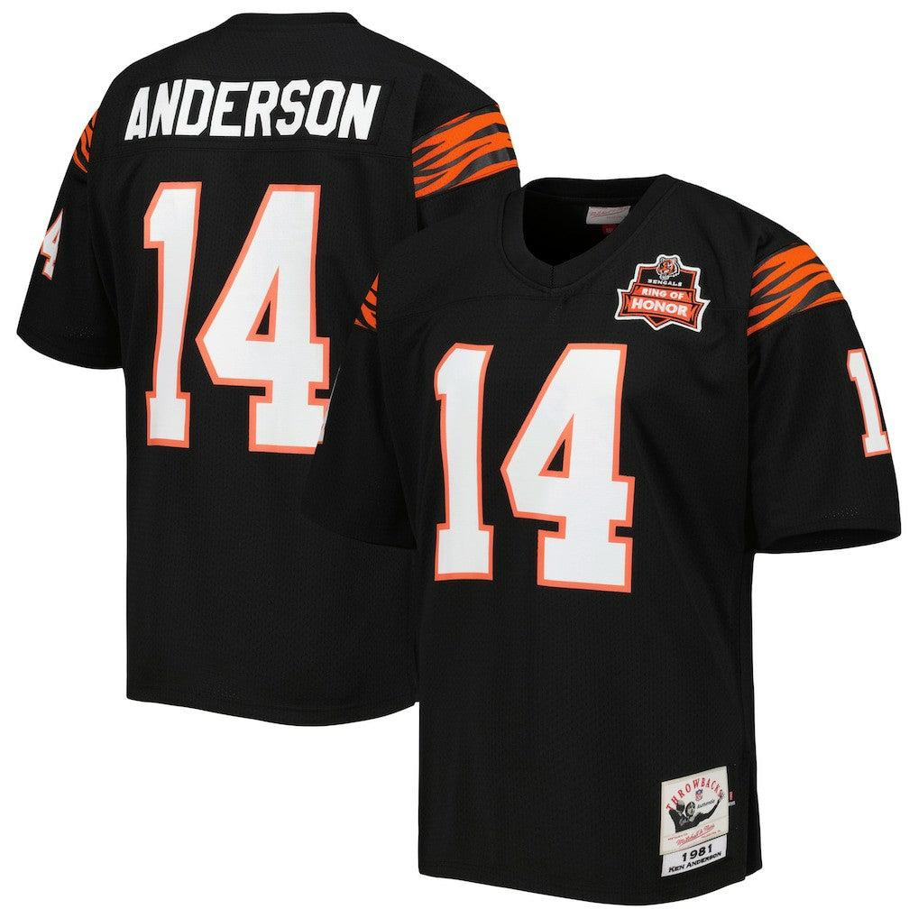 Ken Anderson Cincinnati Bengals 1981 Authentic Throwback Retired Player Jersey - Black - Mitchell & Ness
