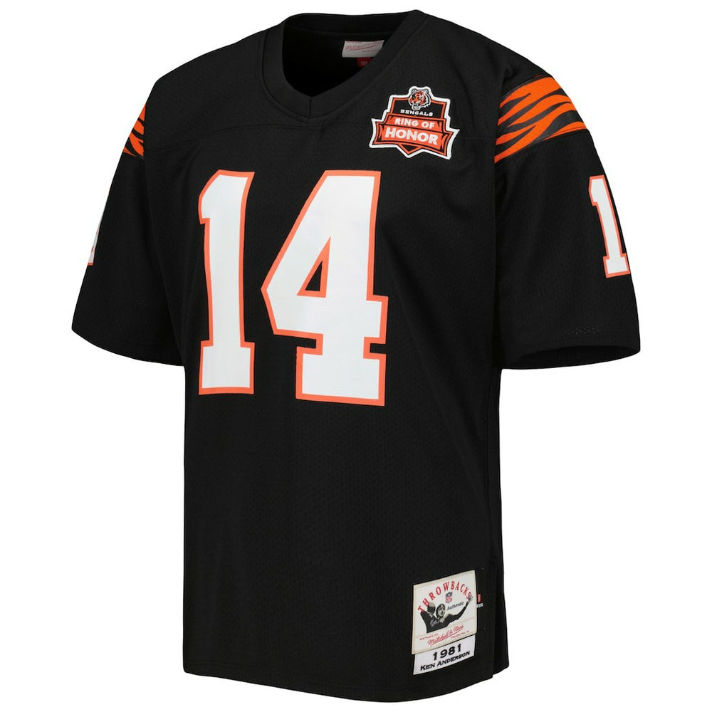 Ken Anderson Cincinnati Bengals 1981 Authentic Throwback Retired Player Jersey - Black - Mitchell & Ness