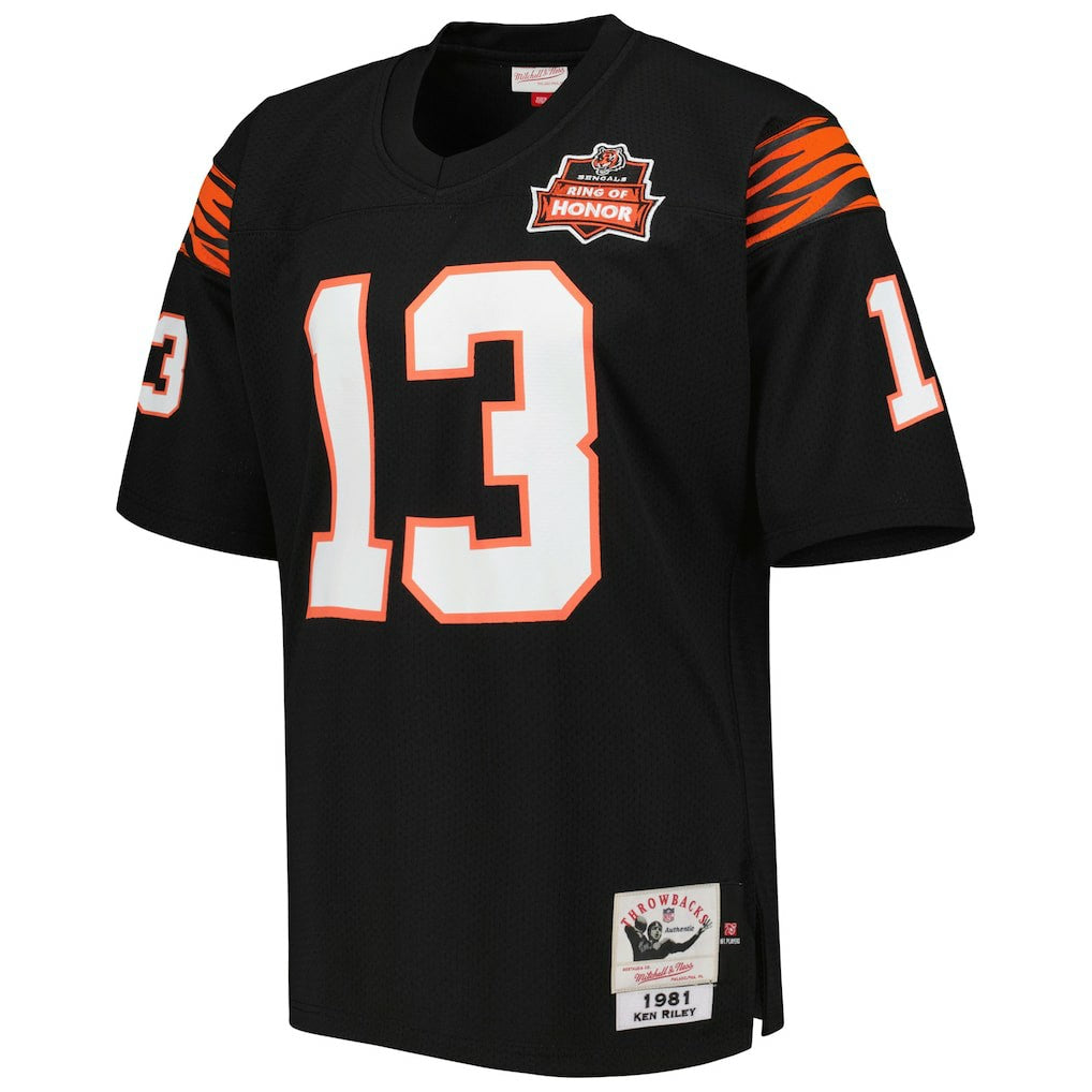 Ken Riley Cincinnati Bengals 1981 Authentic Throwback Retired Player Jersey - Black - Mitchell & Ness