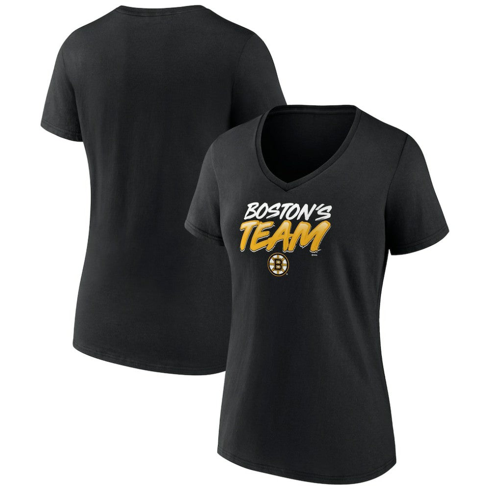 Boston Bruins Women's Active Edge V-Neck T-Shirt - Black | NHL Lifestyle