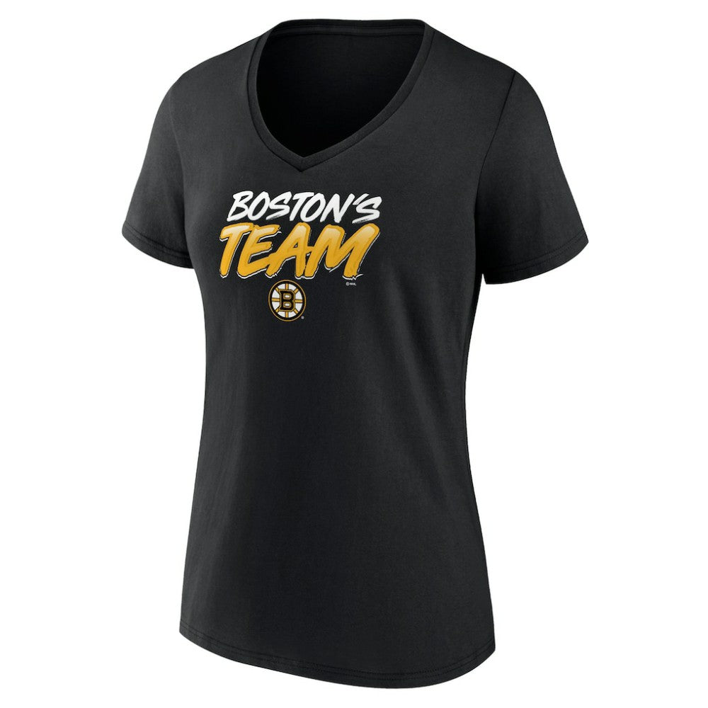 Boston Bruins Women's Active Edge V-Neck T-Shirt - Black | NHL Lifestyle