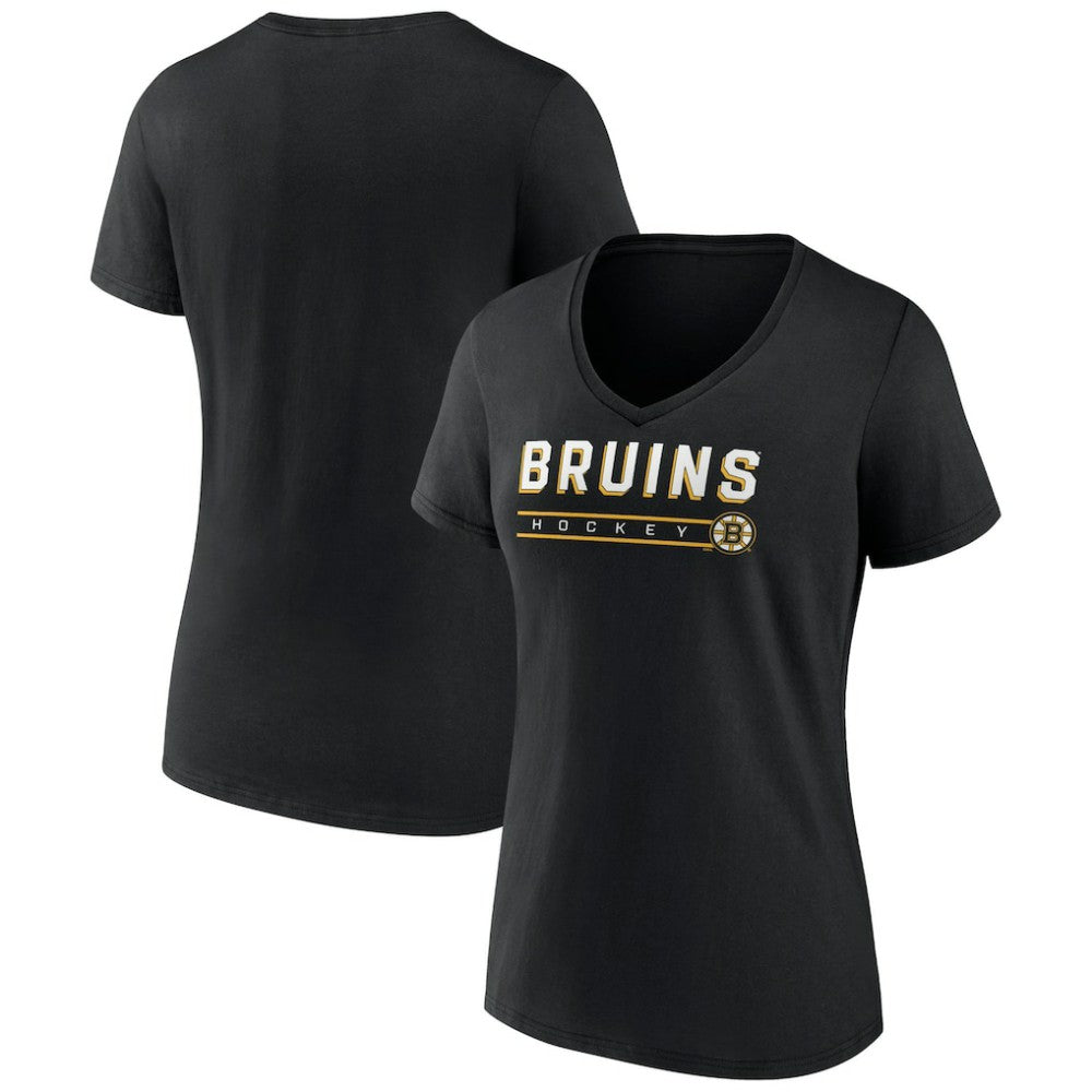 Boston Bruins Women's Primary Play V-Neck T-Shirt - Black | NHL discount
