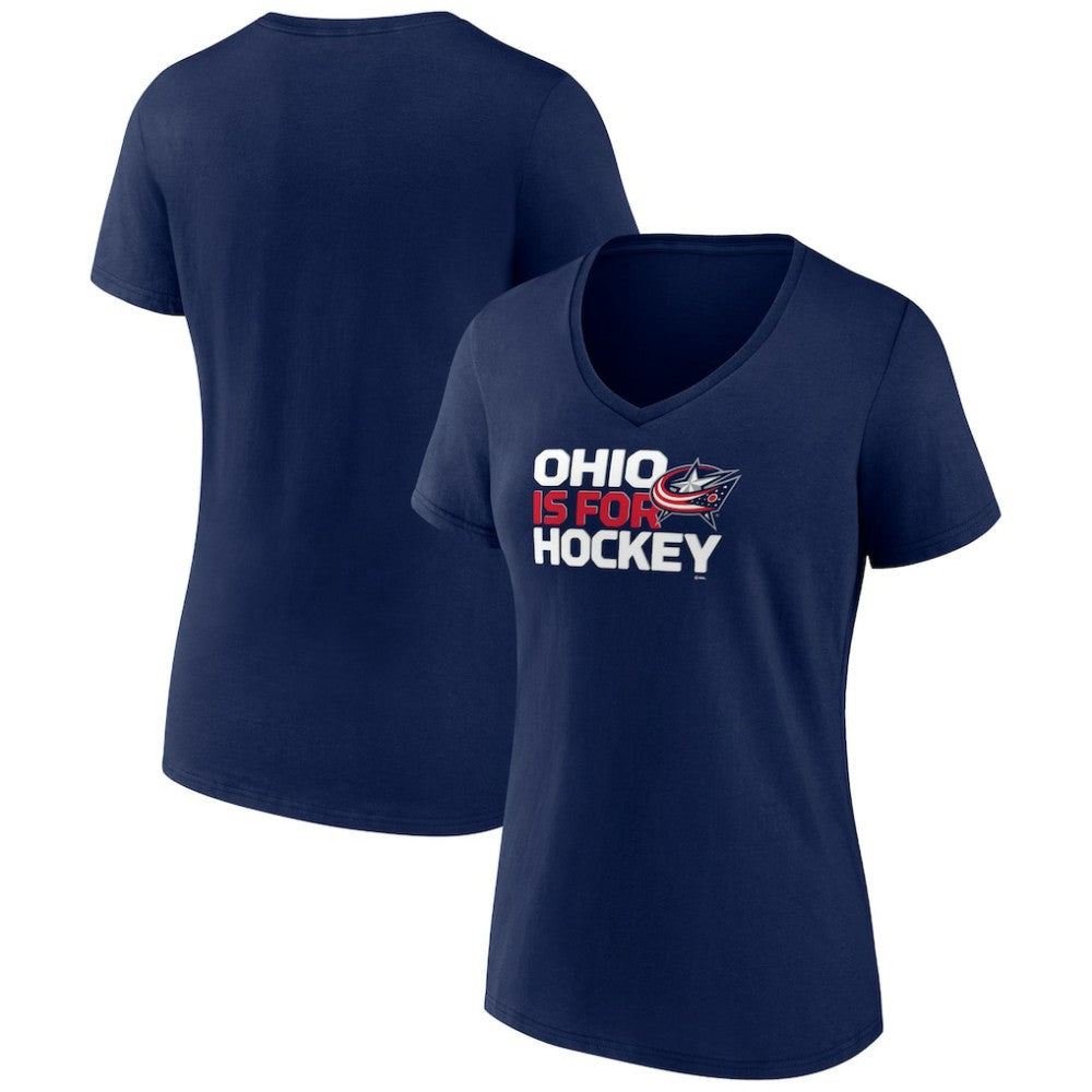 Columbus Blue Jackets Women's Active Edge V-Neck T-Shirt - Navy | NHL Lifestyle