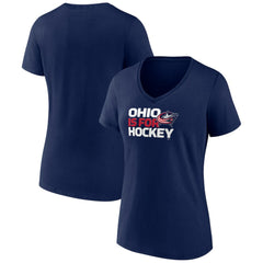 Columbus Blue Jackets Women's Active Edge V-Neck T-Shirt - Navy | NHL Lifestyle