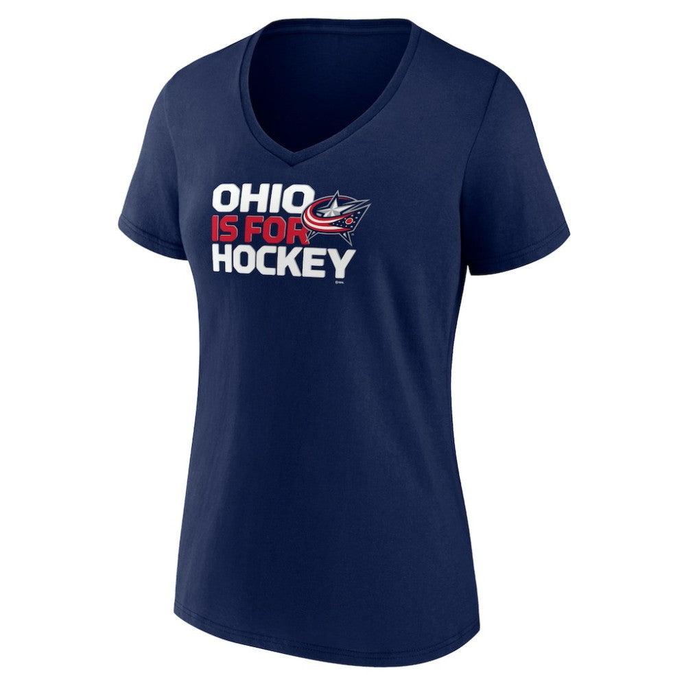 Columbus Blue Jackets Women's Active Edge V-Neck T-Shirt - Navy | NHL Lifestyle
